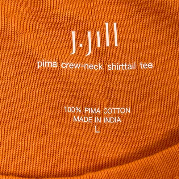 J Jill Top Womens Large Orange 100% Pima Cotton Crew-neck Shirttail Tee - Picture 9 of 14